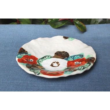 岐阜県土岐市の和田一人（芳洲窯）の色絵椿5寸皿 うつわ家膳｜人気