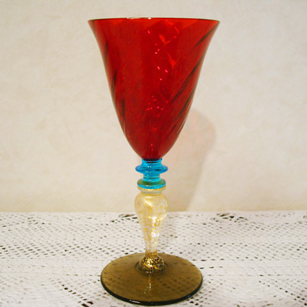 ベネチアングラス装飾グラス レッドNason&Moretti製 未使用品