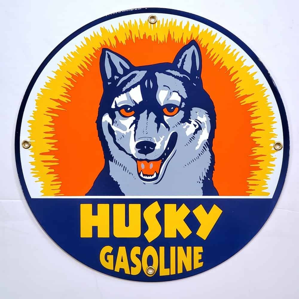 Husky Gasoline Porcelain Sign - 12