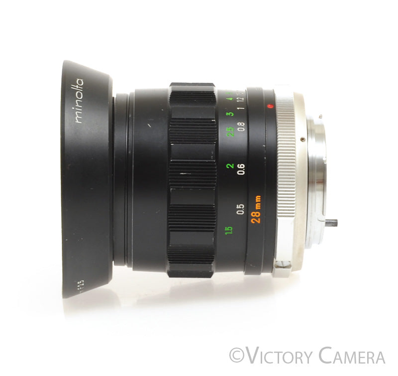 Minolta MC Rokkor-SI 28mm f2.5 Fast Wide Angle Prime Lens w/ Case + Sh