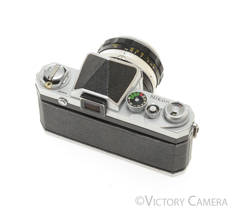 Nikon F Chrome 35mm SLR Camera w/ 50mm f1.4 Lens, Eye Level Finder [EX