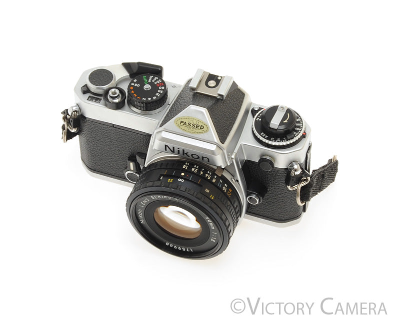 Nikon FE Chrome 35mm Film Camera 50mm F1.8 Lens [EXC+]