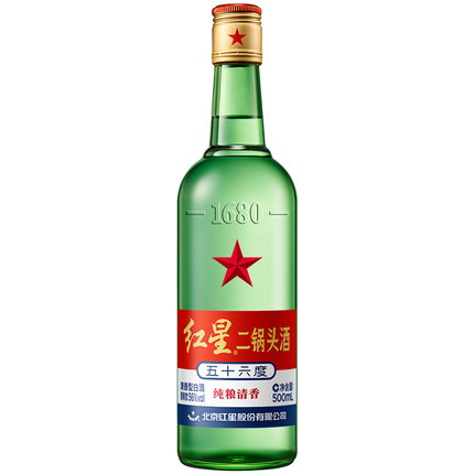 北京红星二锅头56度大二500ml醇正清香型高度白酒绿瓶_酒类_中越华人超市