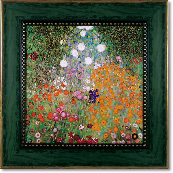 キャンバス油絵 専用 黒猫ガーデン 3 クリムト風フラワーガーデン