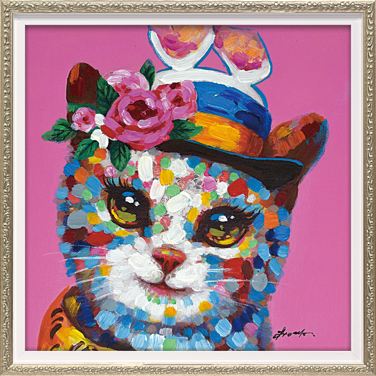 油絵 専用 カラフルになったやんちゃねこ 油絵 専用 カラフルになった