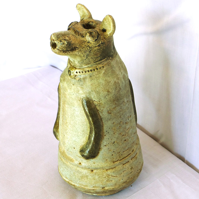 タイ スワンカローク 白濁釉渇彩 霊鳥神像形 水注 15～16世紀 K0564 15