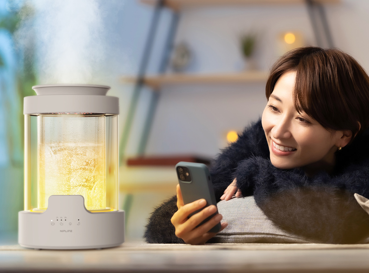 洗練されたデザインとパワフルなアロマ対応スチーム式加湿を実現した