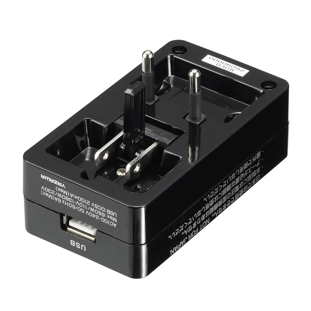 プラグが変形！世界中で使える 2A USB充電付きタップ｜YAZAWA CORPORATION