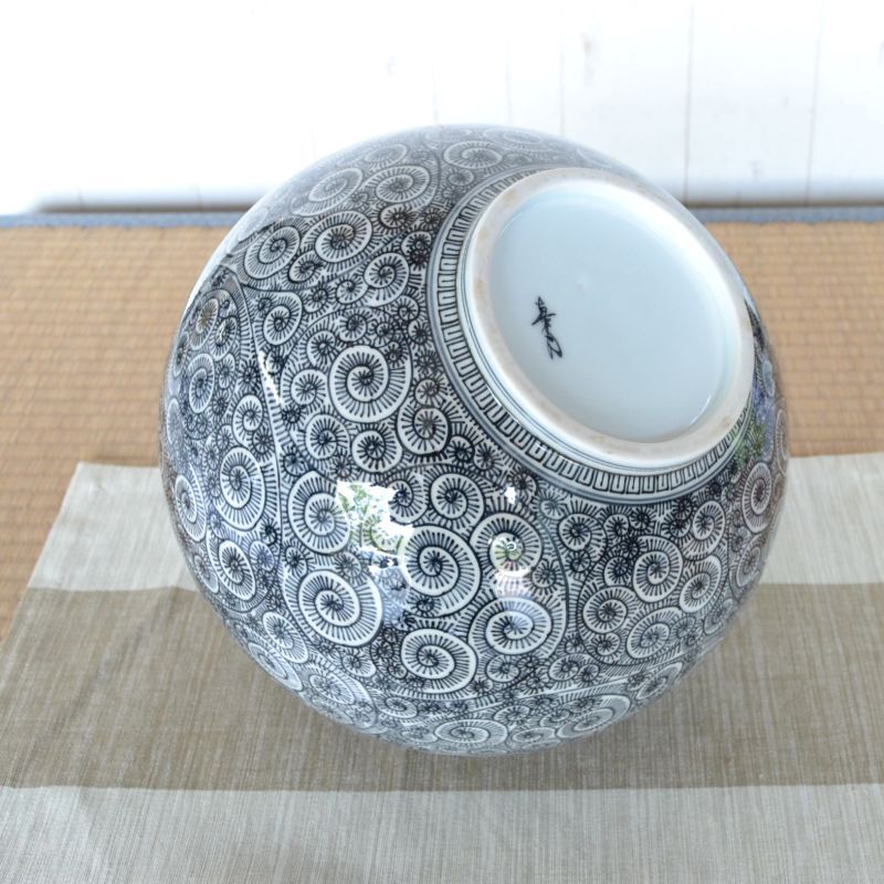 有田焼やきもの市場 | 有田焼 染付蛸唐草 丸壷 真右エ門窯 初代真右