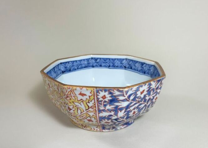 ☆新品☆織部 八角鉢(陶器) 共箱、陶歴書 ☆新品☆織部 八角鉢(陶器