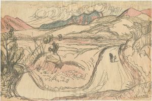 山本鼎（やまもとかなえ） 真筆 油絵 浅間山 山本鼎（やまもとかなえ