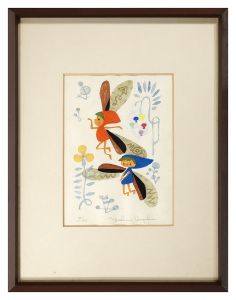 林義雄 作『犬張子と子供』箱無 童塑 陶人形 YOSHIO H 童画家