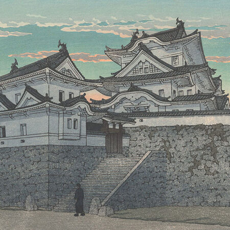 山田新一 アムステルダム の街はづれ オランダ 油彩画 風景画 師: 藤島