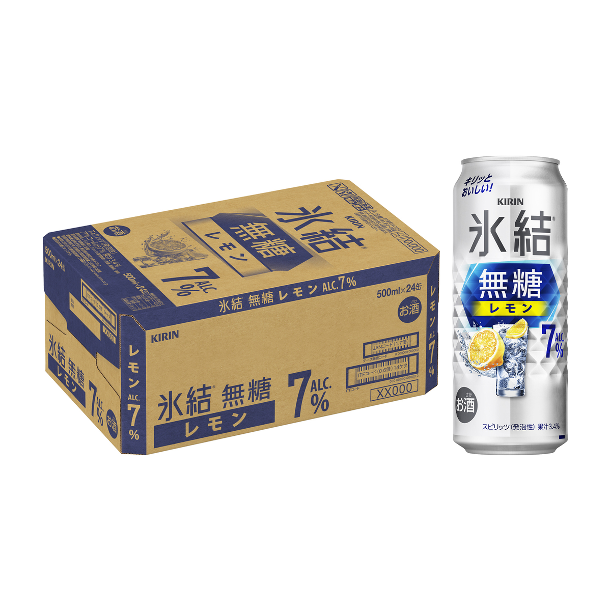 キリン 氷結 無糖レモン 7％ 500ml缶【ケース24本】【チューハイ