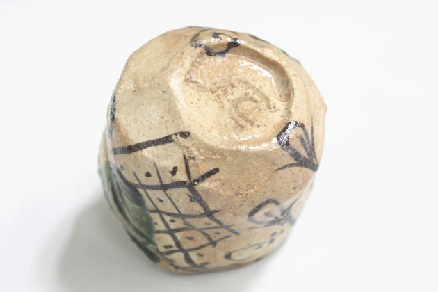 柳瀬美術店 / 鈴木五郎「織部ぐいのみ」共箱[SUZUKI Goro]Sake cup