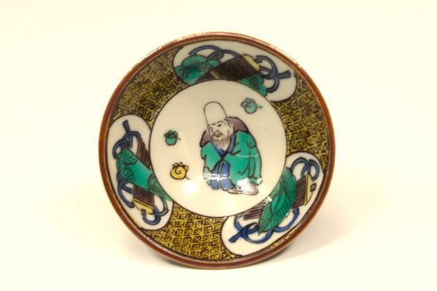 柳瀬美術店 / 初代徳田八十吉「酒盃（寿老人）」共箱[TOKUDA Yasokichi