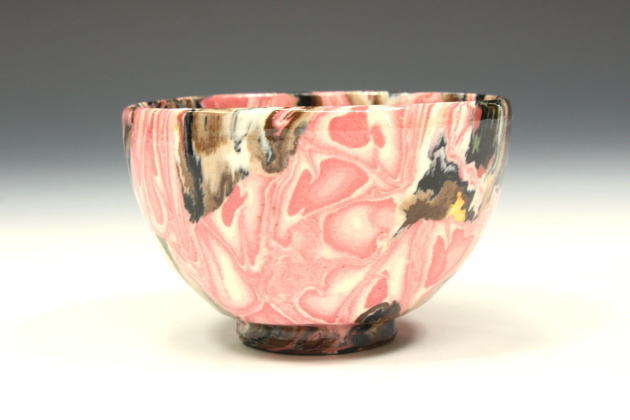 柳瀬美術店 / 松井康成「翠瓷練上酒呑（ピンク）」共箱[MATSUI Kousei