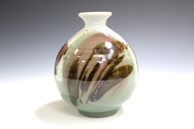 柳瀬美術店 / 田村耕一「銅彩草文徳利-2」共箱[TAMURA Koichi]Sake Flask