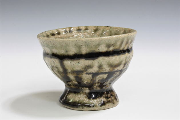 柳瀬美術店 / 濱田庄司「塩釉切込盃-2」共箱[HAMADA Shoji]Sake cup