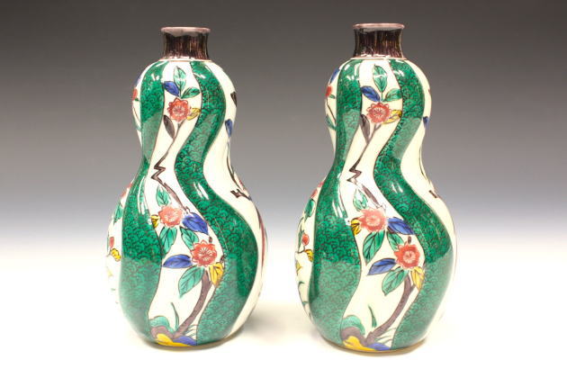 柳瀬美術店 / 初代徳田八十吉「古九谷欽慕捻瓢形徳利」共箱[TOKUDA