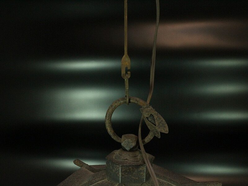 XG447 時代物・鉄製・吊り燭台・行燈・ランタン・アンティーク・骨董