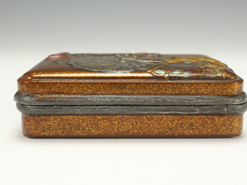 極上漆器 螺鈿 象嵌 南瓜蒔絵 錫縁 香合 桜蒔絵箱入 (MB454) | 京都の
