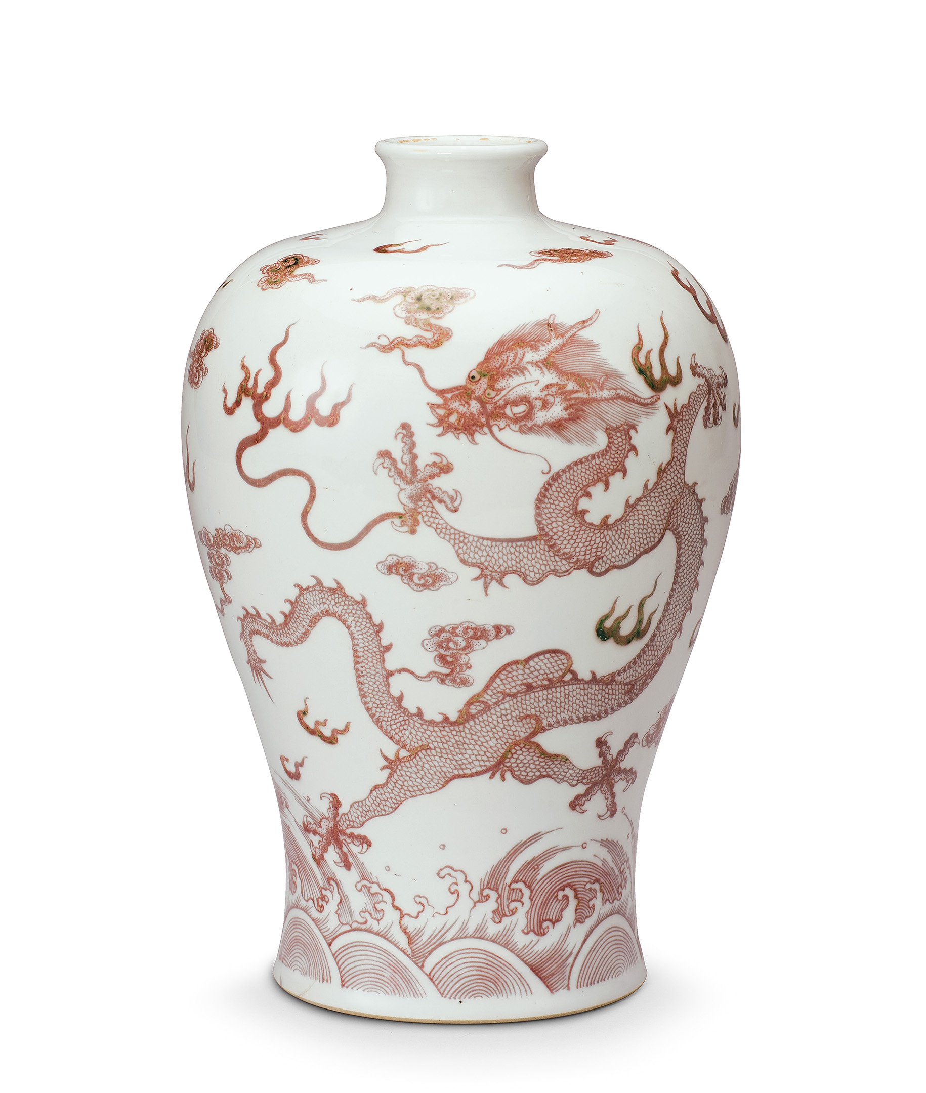 唐物 釉裏紅韋駄天紋筆筒 大清康煕年製 款 中国美術 古玩 文房四宝