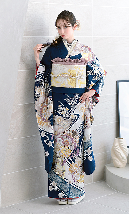 振袖 着物 紺色 振袖フルセット 美品 楽天市場】【成人式 振袖