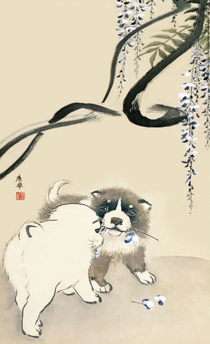 円山応挙 筆 仔犬図 複製画 仔犬図 円山応挙筆 - MIHO MUSEUM