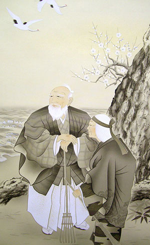 高砂の掛け軸 西垣晃堂作 高砂の図 p4201