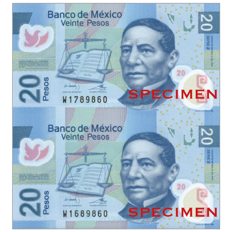 切手・趣味の通信販売｜スタマガネット 2枚連刷紙幣 メキシコ 20ペソ