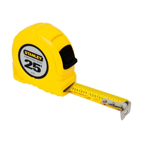 Stanley 25 ft Tape Measure, 1 in Blade, Fractional, Stud Markings