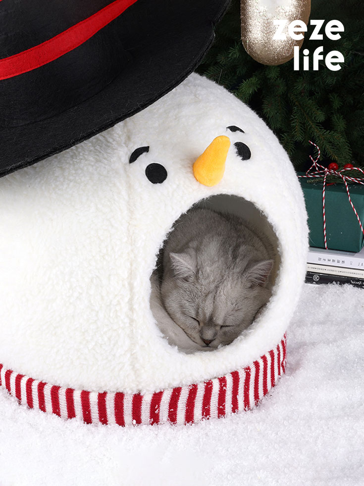 18インチ 雪だるま猫カバーベッド - ZezeLife