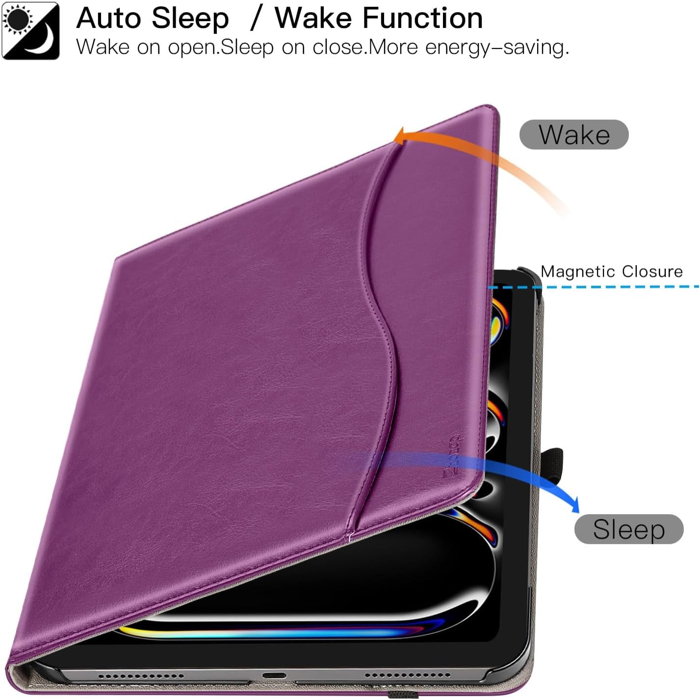 iPad Pro 11 Inch 2024 (M4) iPad Pro 5th Gen PU Leather Smart Case-Purp