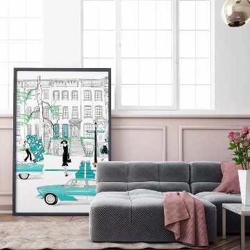 国内配送・送料無料】ティファニーブルー×おしゃれイラスト×街並