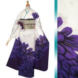 振袖：R592 【訳あり】白×紫 芍薬☆(絹)│ 振袖レンタル │ 京都着物