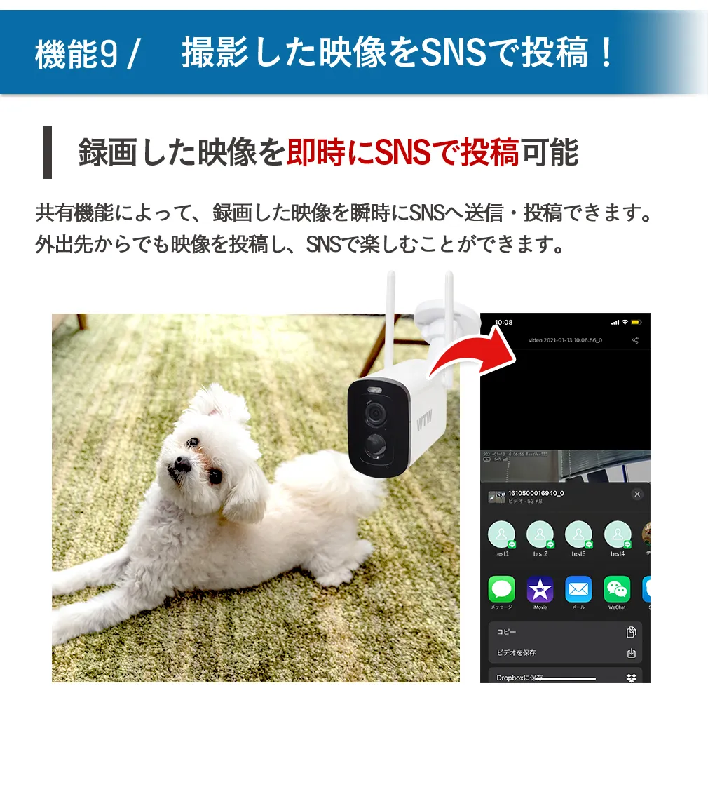 防犯カメラ 400万画素モデル「ちび太PRO」ワイヤレスソーラー充電