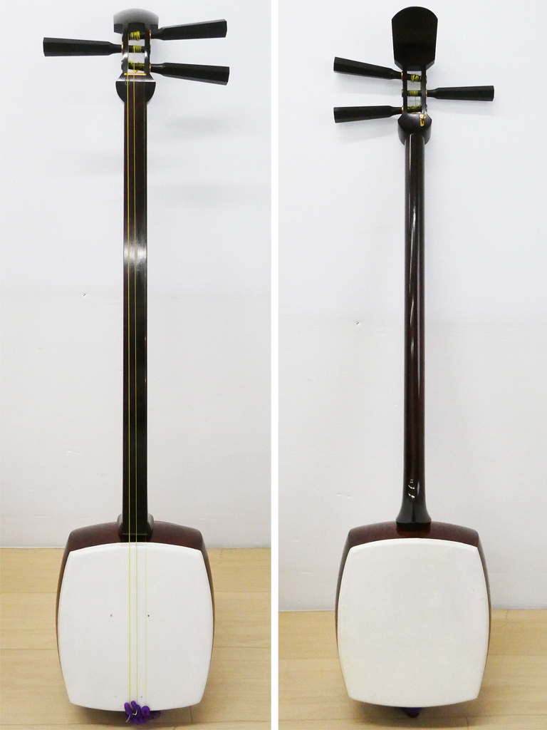 し*か様 三味線 本体 木製 3弦 白赤2本セットジャンク