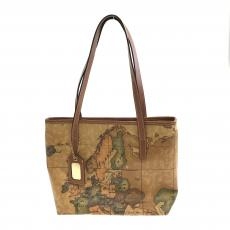 プリマクラッセ/2WAYボストンバッグ/地図柄/PVC/キャメル/スト社外