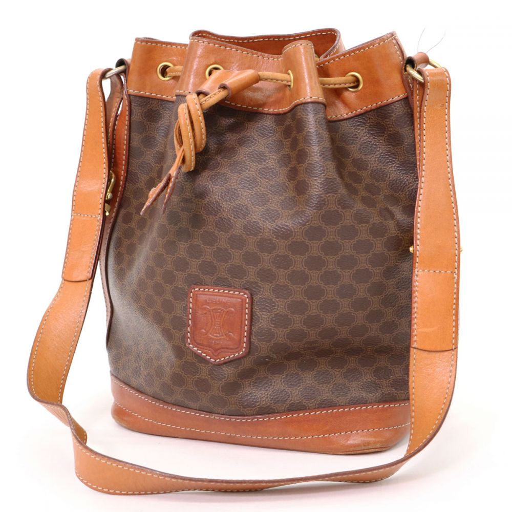 ヴィンテージセリーヌ マカダム柄 巾着型 ショルダーバッグの高価買取