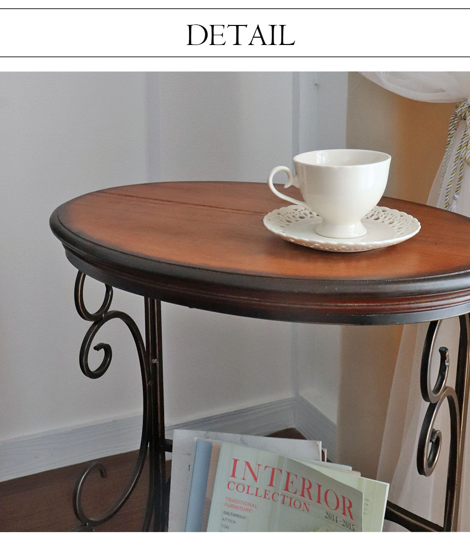 割引 マガジンラック付き サイドテーブル アンティーク 木製 ダーク