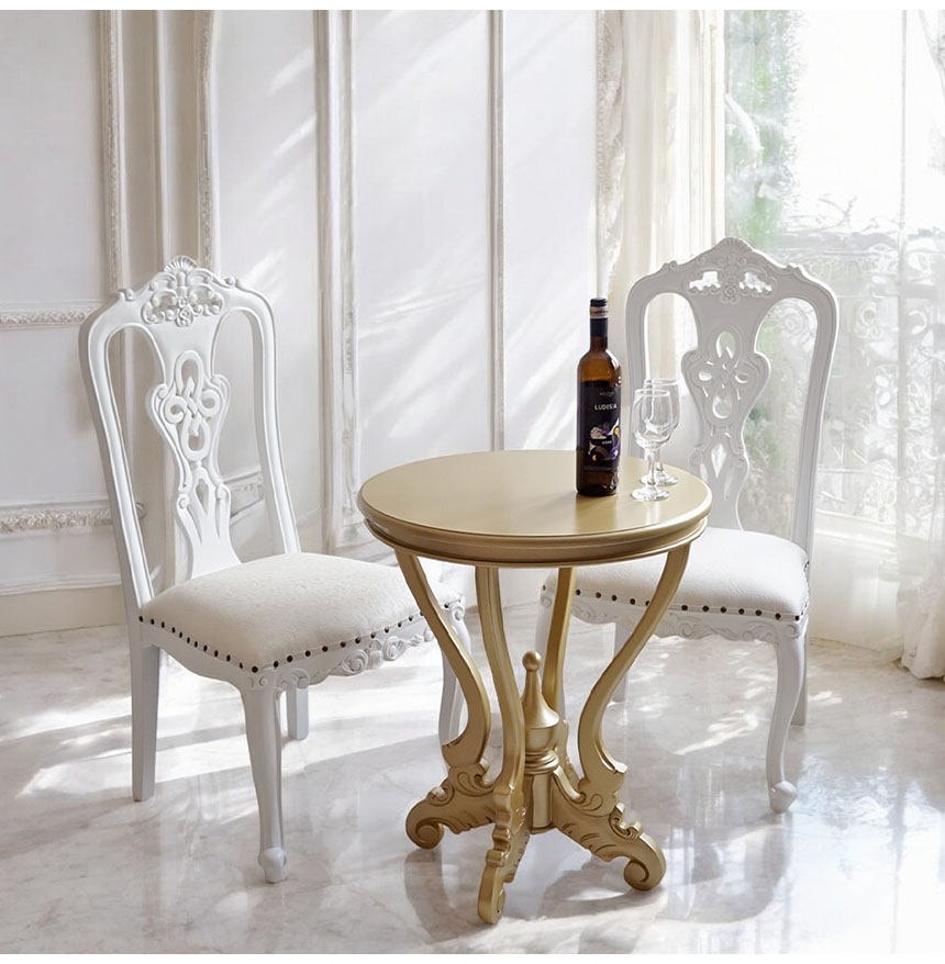 k416r120 コリント式 ガラス天板テーブル 特徴的な柱デザイン ロココ調