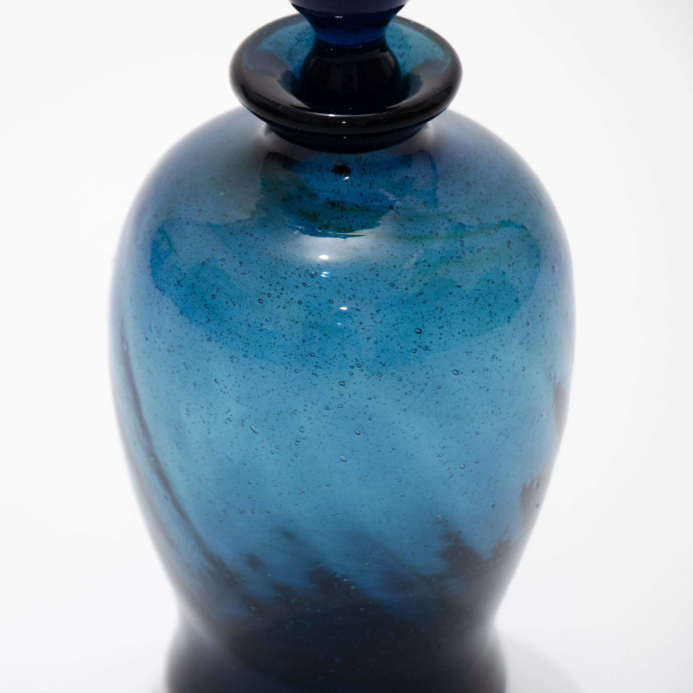 小谷真三/眞三 吹きガラス ブルー 倉敷ガラス 気泡 直径13.5cm ボウル