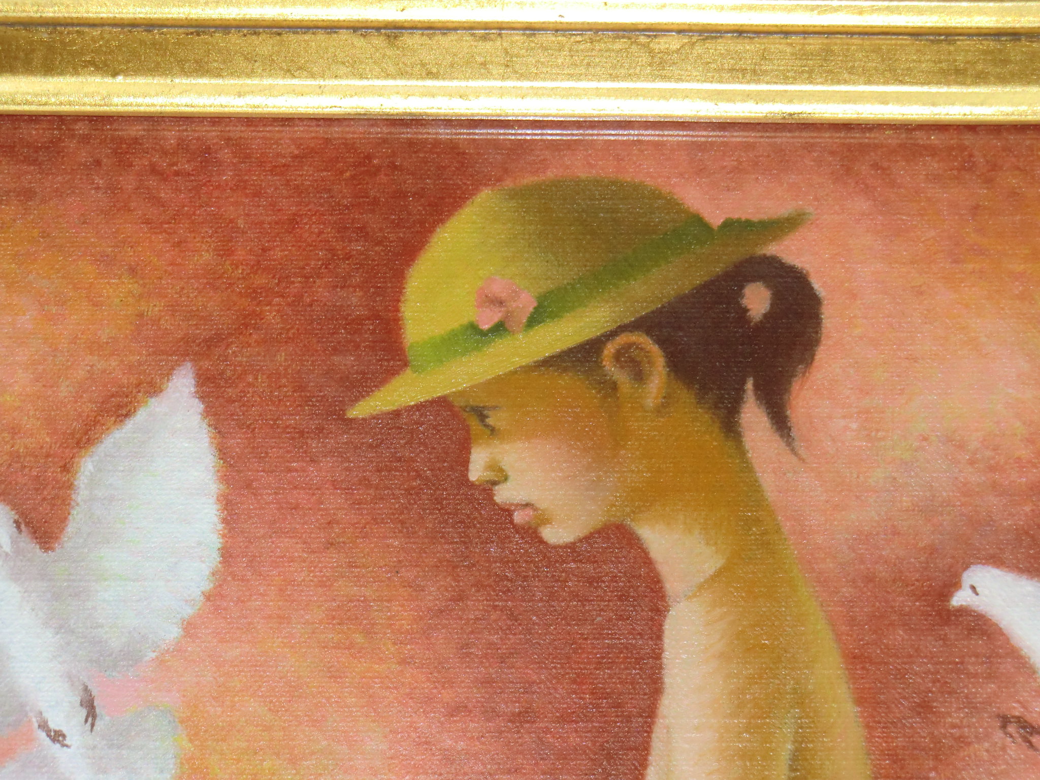 佐藤カツヤ絵画花帽子原画油絵