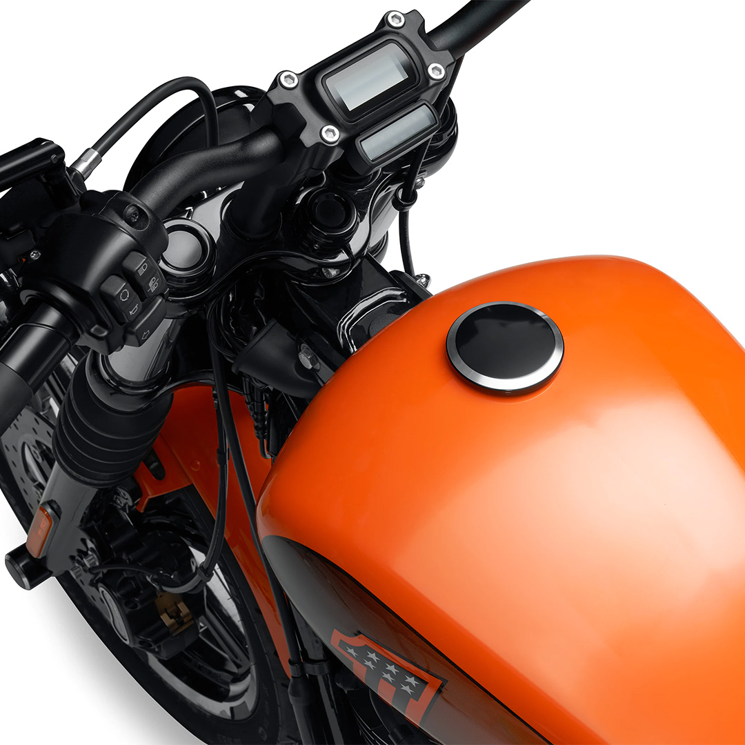 ハーレー純正□カスタムフューエルキャップ ブラックアノダイズマシン