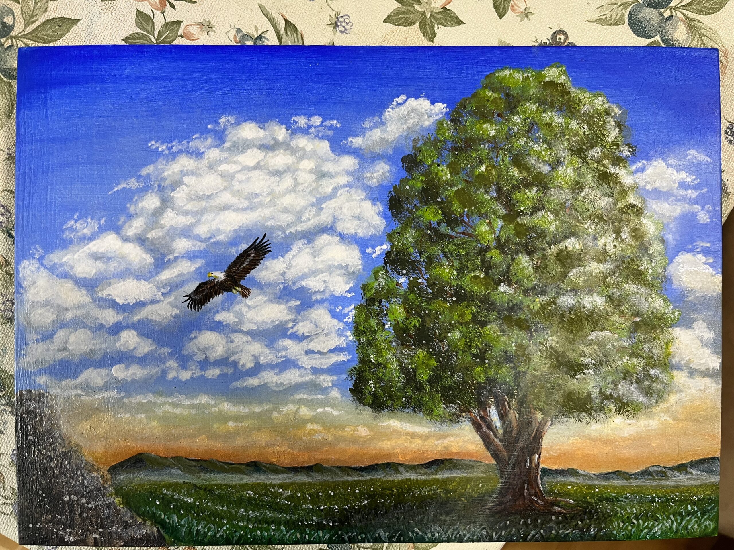 虹が輝く時】アクリル画 F6 風景画 絵画 虹が輝く時】アクリル画 F6