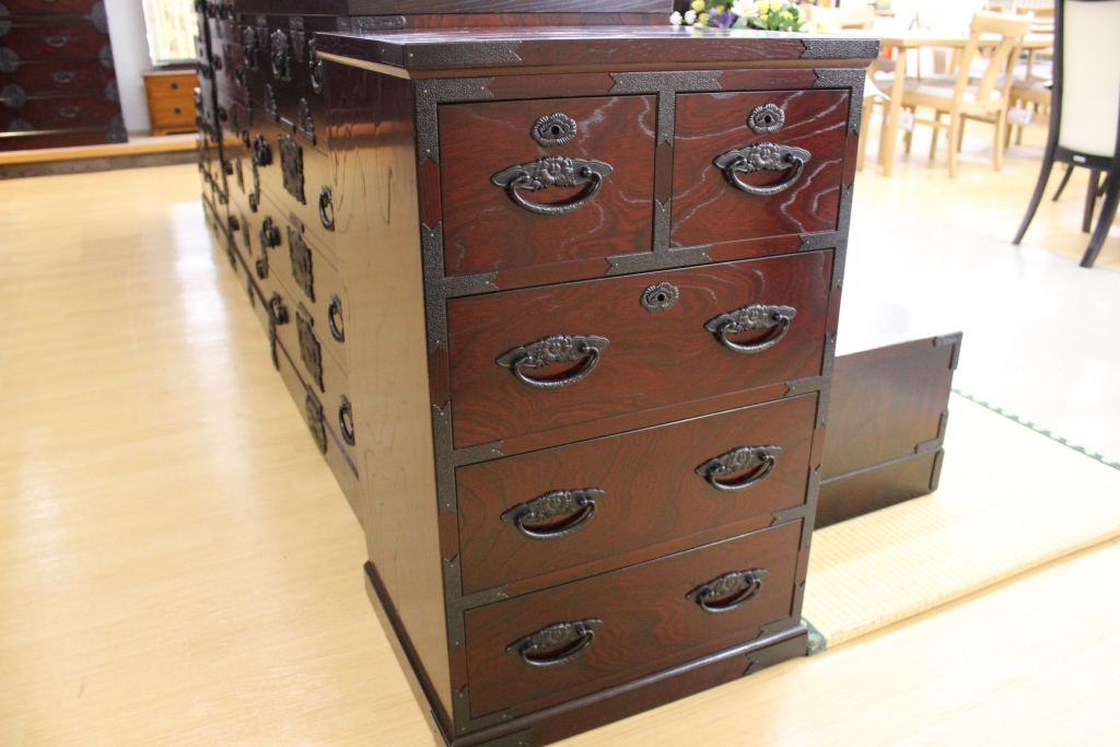 福島民芸 民芸家具 電話台 6段チェスト 福島民芸 民芸家具 電話台 6段