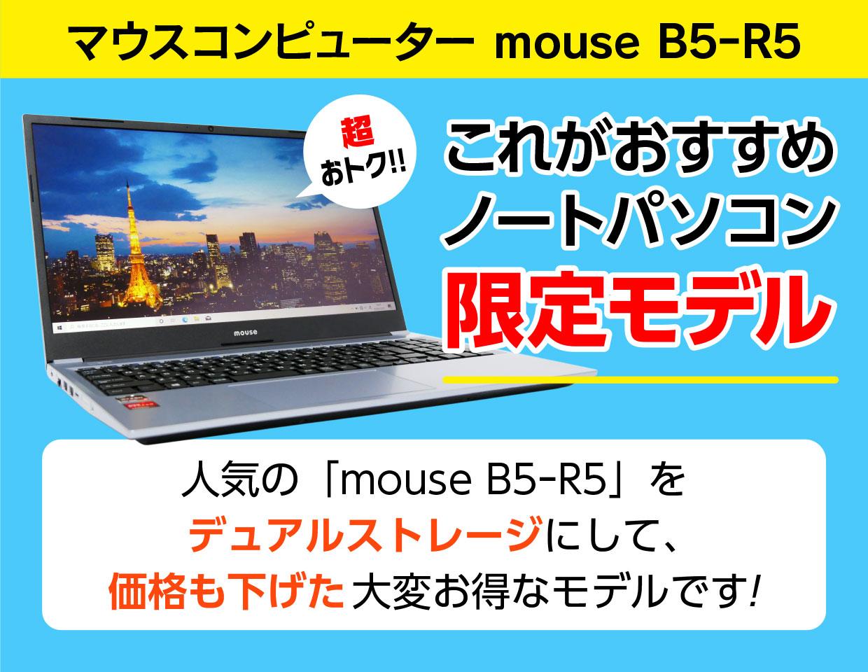 販売終了】マウス「mouse B5-R5」にHDDを追加搭載して、価格もおトクな