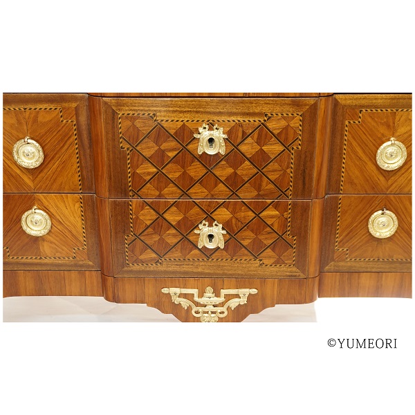 アンティーク ルイ15世様式 チェスト 大理石 猫脚 象嵌 ロココ ギルド