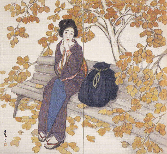 竹久夢二 木版画 秋の空 竹久夢二 木版画 秋の空